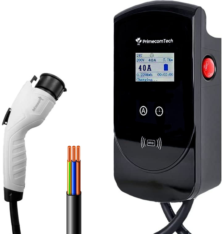Primecom 32 & 40 Amp Level 2 EV Charger | 220 Volt | 25 & 30 Feet Length Only In ElectoGb