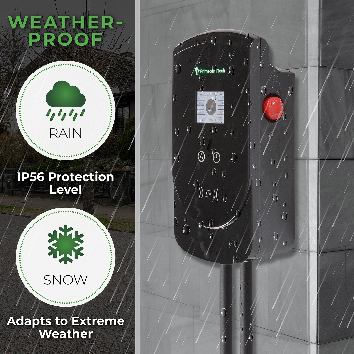 Primecom 80 Amp Level 2 EV Charger | 18ft to 50ft Cord Lengths | 22KW 220 Volt Only In ElectoGb