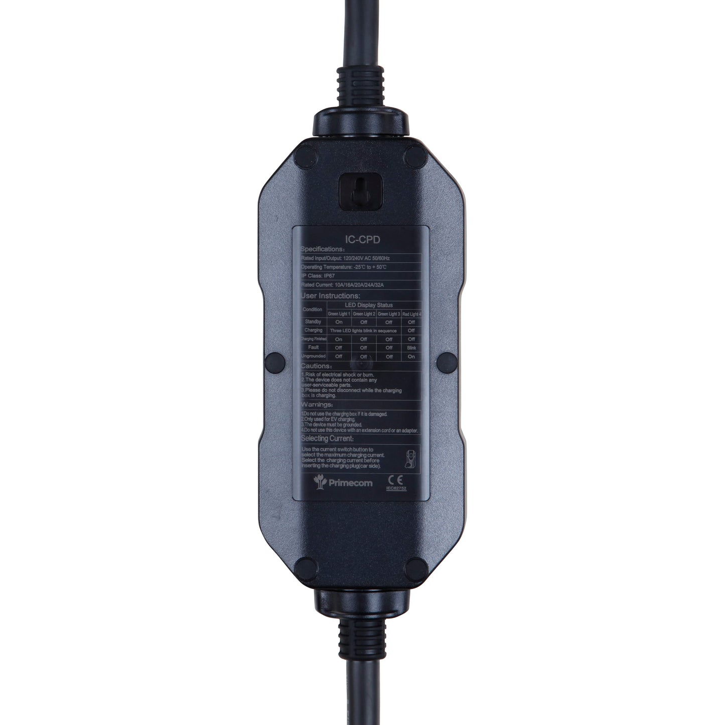 Primecom 32 Amp Level 2 Electric Vehicle (EV) Charger Amperage Adjustable Only In ElectoGb