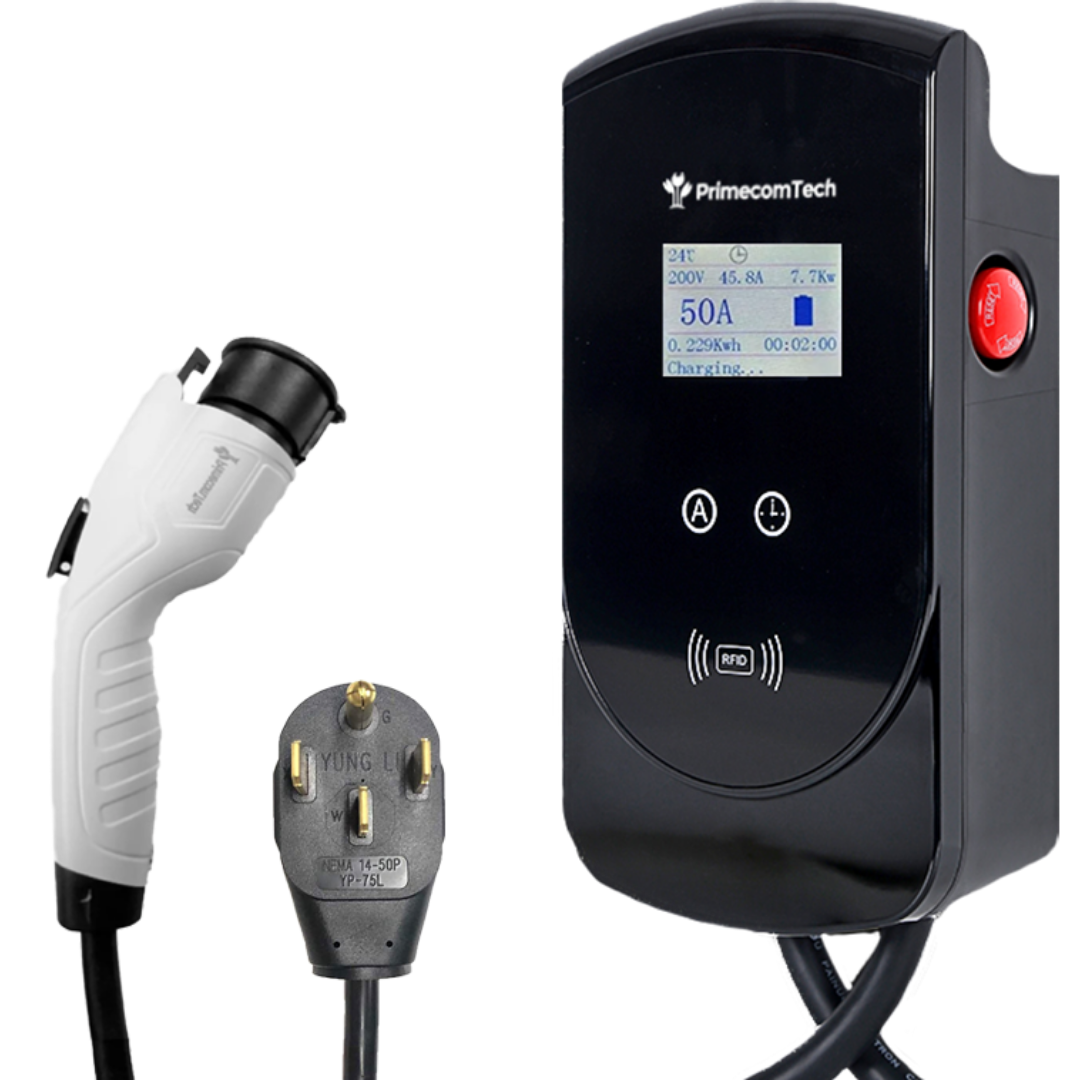 Primecom 50 or 80 Amp Level 2 EV Charger - 50 Feet Cord Lengths Only In ElectoGb