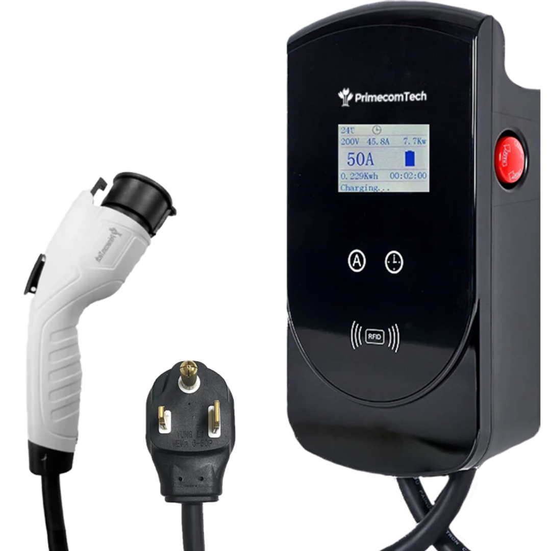 Primecom 50 or 80 Amp Level 2 EV Charger - 50 Feet Cord Lengths Only In ElectoGb