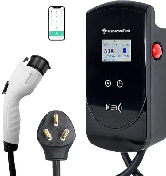 Primecom 50 or 80 Amp Level 2 EV Charger - 50 Feet Cord Lengths Only In ElectoGb