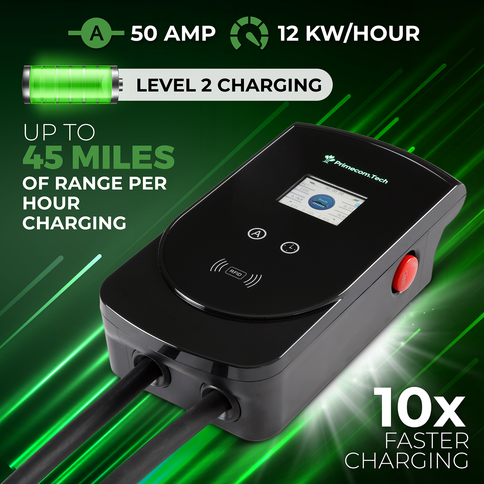 Primecom 50 Amp Level 2 Adjustable EV Charger Only In ElectoGb