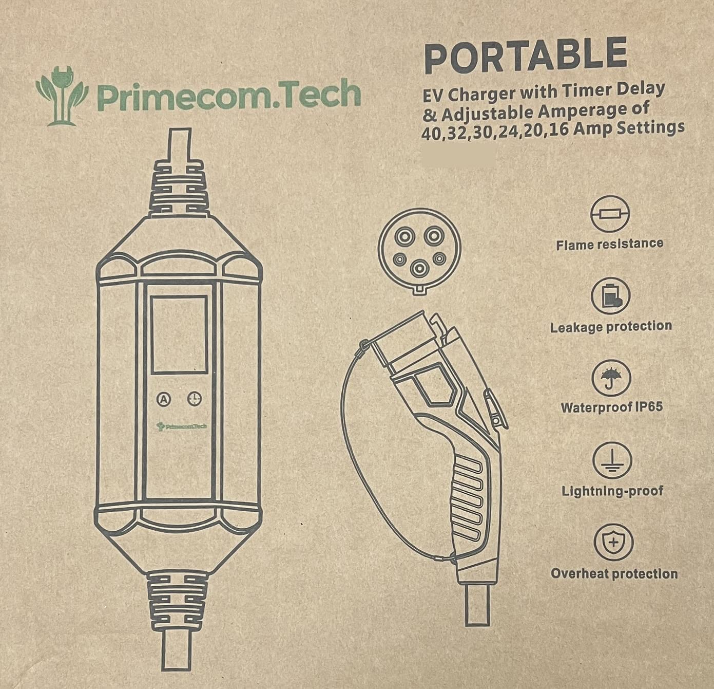 Primecom 40 & 48 Amp Level 2 EV Charger 220 Volt | 30 - 40 - 50 Feet Only In ElectoGb