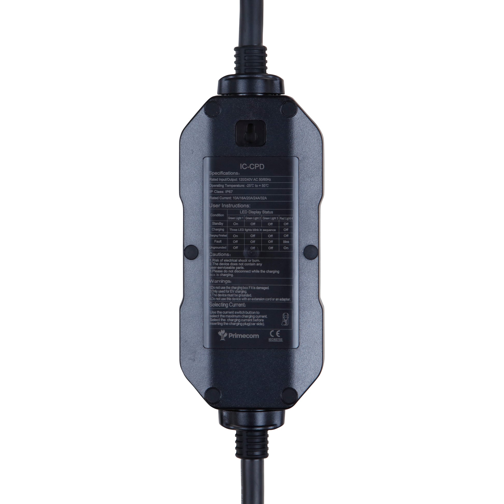 Primecom 32 Amp Level 2 Electric Vehicle (EV) Charger Amperage Adjustable Only In ElectoGb