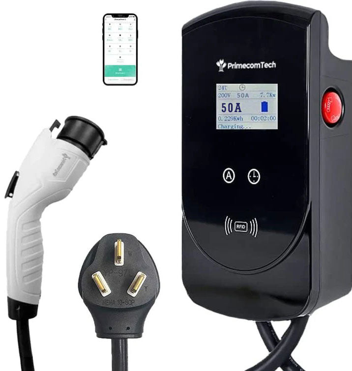 Primecom 50 or 80 Amp Level 2 EV Charger -  50 Feet Cord Lengths Only In ElectoGb