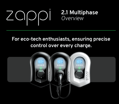 Zappi  Multiphase ev charger 7kw to 22kw tethered black Only In ElectoGb