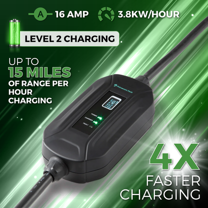 Primecom.Tech 16 Amp Level 2 Electric Vehicle (EV) Charger 3X to 4X faster 220 Volt 30', 40', 50' Feet Lengths Only In ElectoGb