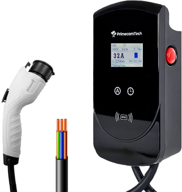Primecom 32 & 40 Amp Level 2 EV Charger | 220 Volt | 25 & 30 Feet Length Only In ElectoGb