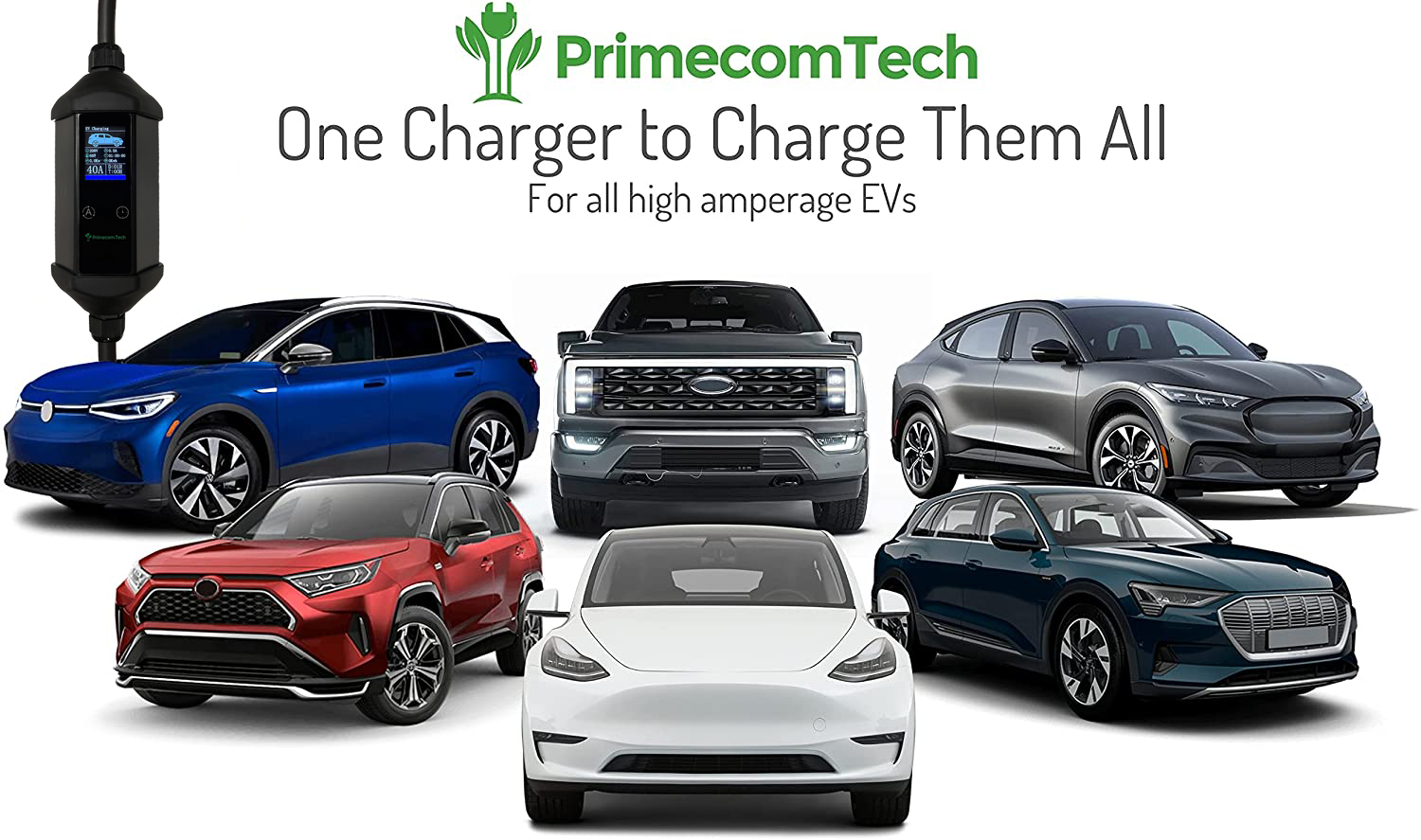 Primecom 40 & 48 Amp Level 2 EV Charger 220 Volt | 30 - 40 - 50 Feet Only In ElectoGb